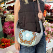 Load image into Gallery viewer, Star Dahlia & Denim Banana Bag