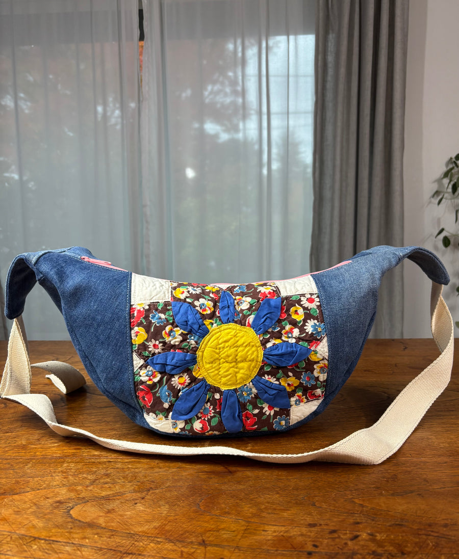 Star Dahlia & Denim Banana Bag