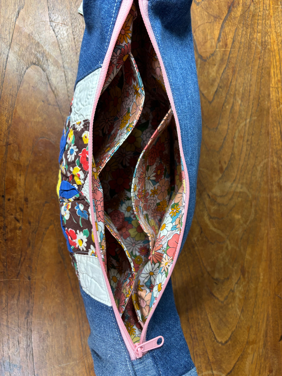 Star Dahlia & Denim Banana Bag