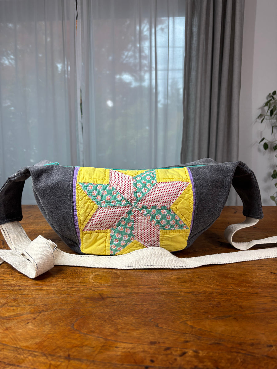 Eight point Star and Denim Banana Bag