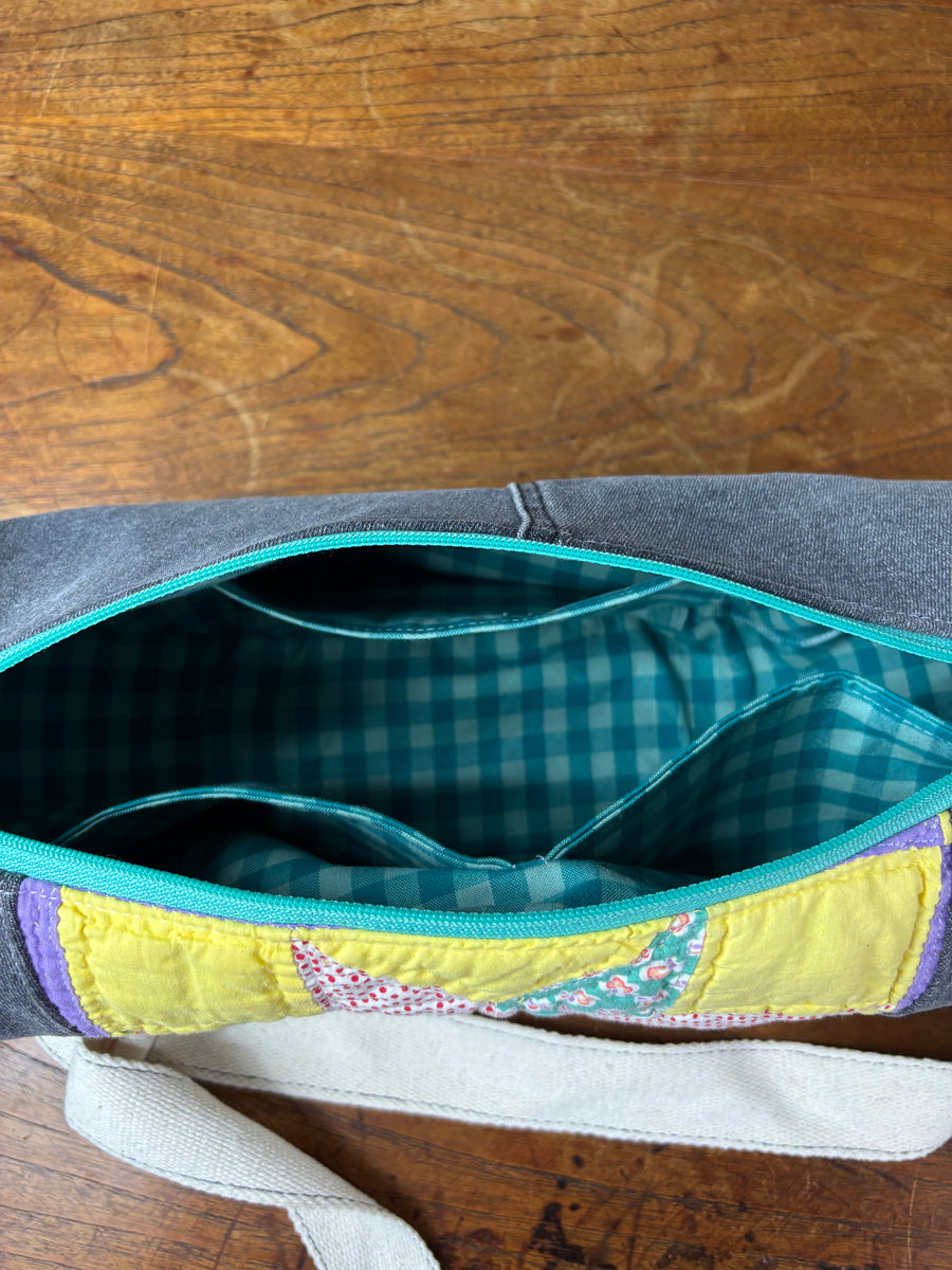 Eight point Star and Denim Banana Bag