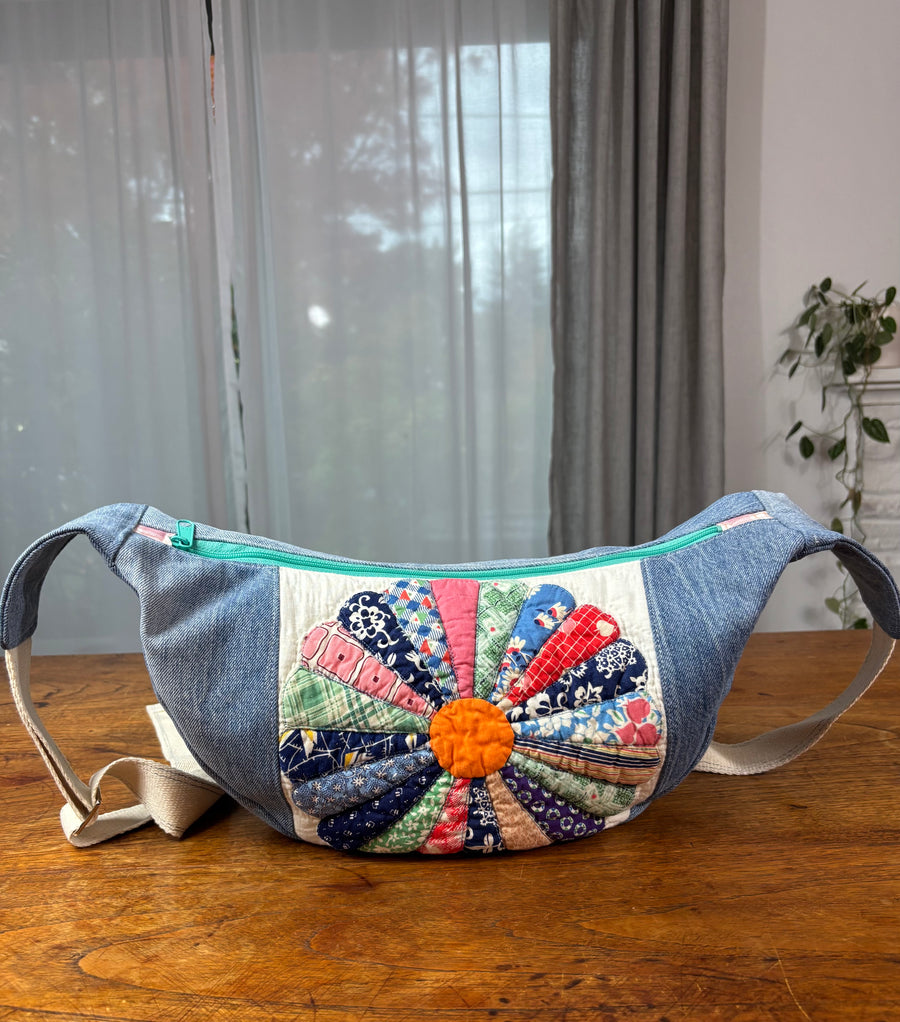 Dresden Plate & Denim Banana Bag