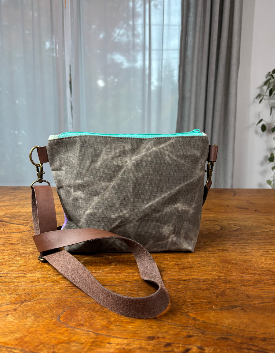Eight point Star & Brown Waxed Canvas Crossbody