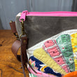 Load image into Gallery viewer, Dresden Plate &amp; Brown Waxed Canvas Crossbody
