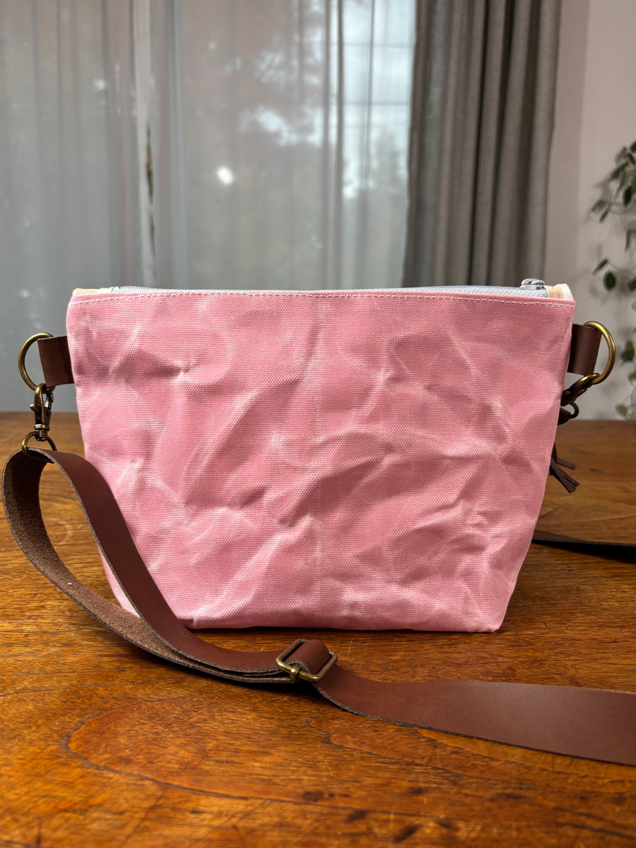 Eight Point Star & Pink Waxed Canvas Crossbody