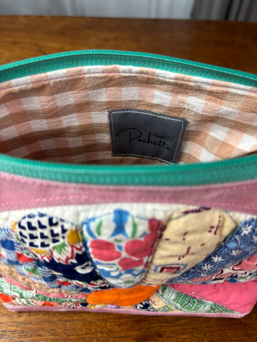 Dresden Plate & Pink Waxed Canvas Crossbody