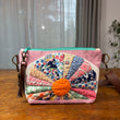 Load image into Gallery viewer, Dresden Plate &amp; Pink Waxed Canvas Crossbody
