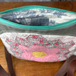 Load image into Gallery viewer, Light Pink Grandmother&#39;s Flower &amp; Blue Waxed Canvas Crossbody
