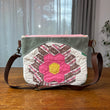 Load image into Gallery viewer, Bright Pink Grandmother&#39;s Flower &amp; Blue Waxed Canvas Crossbody

