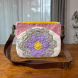 Load image into Gallery viewer, Purple Grandmother&#39;s Flower &amp; Pink Waxed Canvas Crossbody
