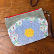 Load image into Gallery viewer, Small Grandmother&#39;s Flower Garden &amp; Waxed Canvas Clutch (light blue)
