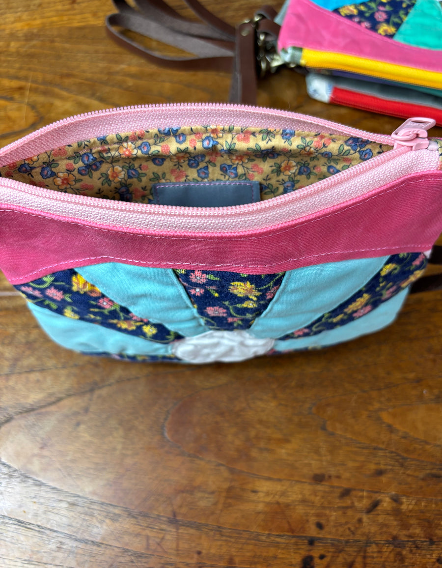 Small Dresden Plate & Waxed Canvas Clutch (light Blue)