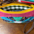 Load image into Gallery viewer, Small Dresden Plate &amp; Waxed Canvas Clutch (blue &amp; green)
