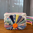 Load image into Gallery viewer, Small Dresden Plate Pouch with Sashiko Stitching
