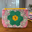 Load image into Gallery viewer, Medium Grandmother&#39;s Flower Pouch (green)

