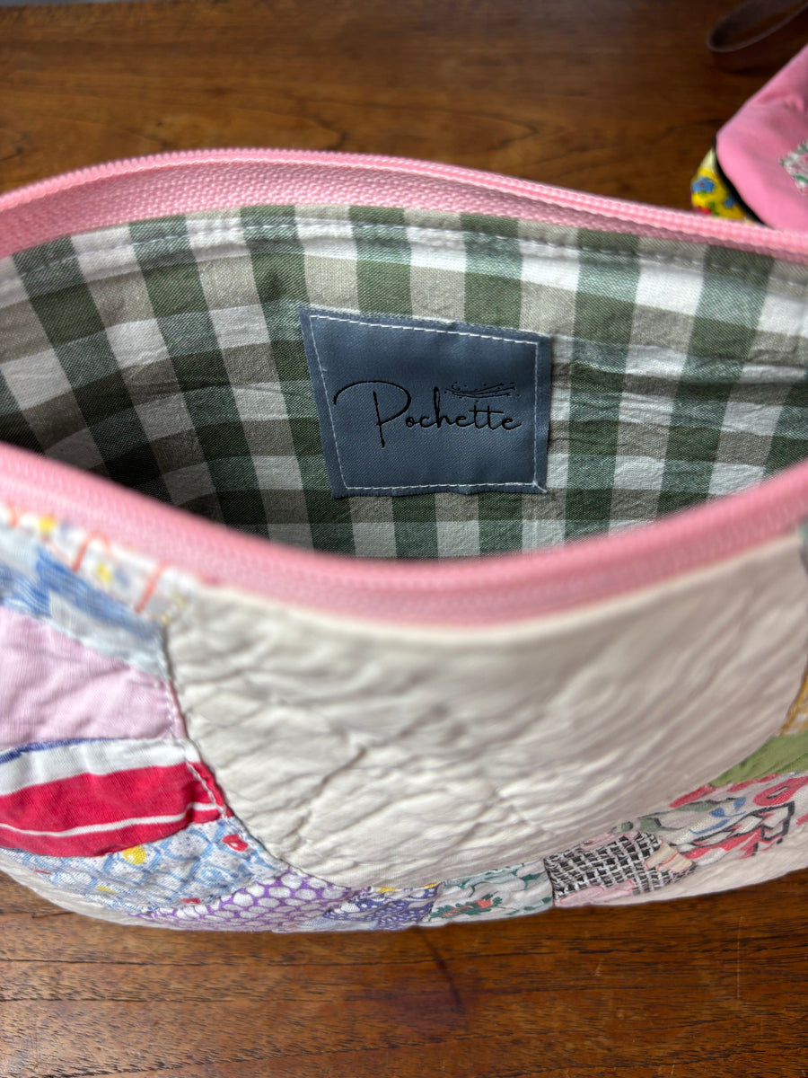 Medium Dresden Plate & Printed Denim Pouch